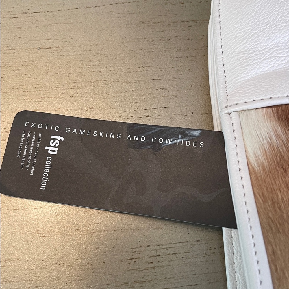 White Leather and Brown Cowhide Clutch - Picture 6 of 7